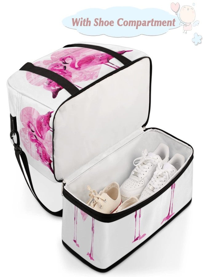 cfpolar Couple Flamingo Foldable Travel Duffel Bag Tote Carry On Luggage Sports Gym Bag With Shoe Compartment For Woman Man Overnight Weekend Yoga Workout Training Handbag - Image 4